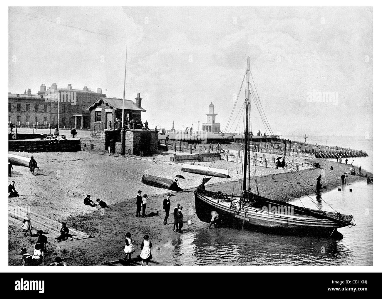 Fleetwood Lancashire England Greater Blackpool conurbation Victorian era deep sea fishing port seaside resort boat sailing sail Stock Photo