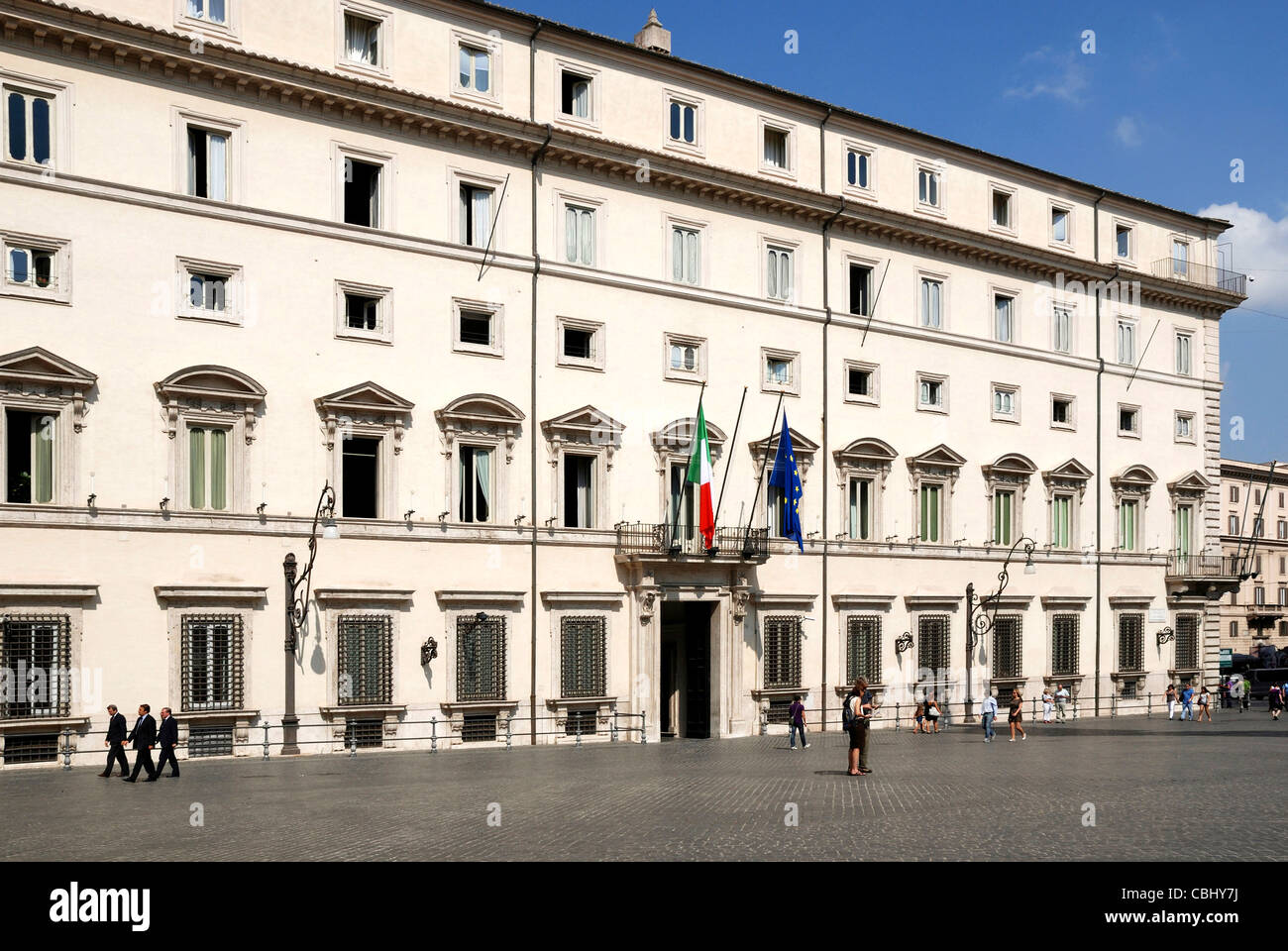 Palazzo Chigi in Rome - Residence of the Italian Prime Minister. Stock Photo