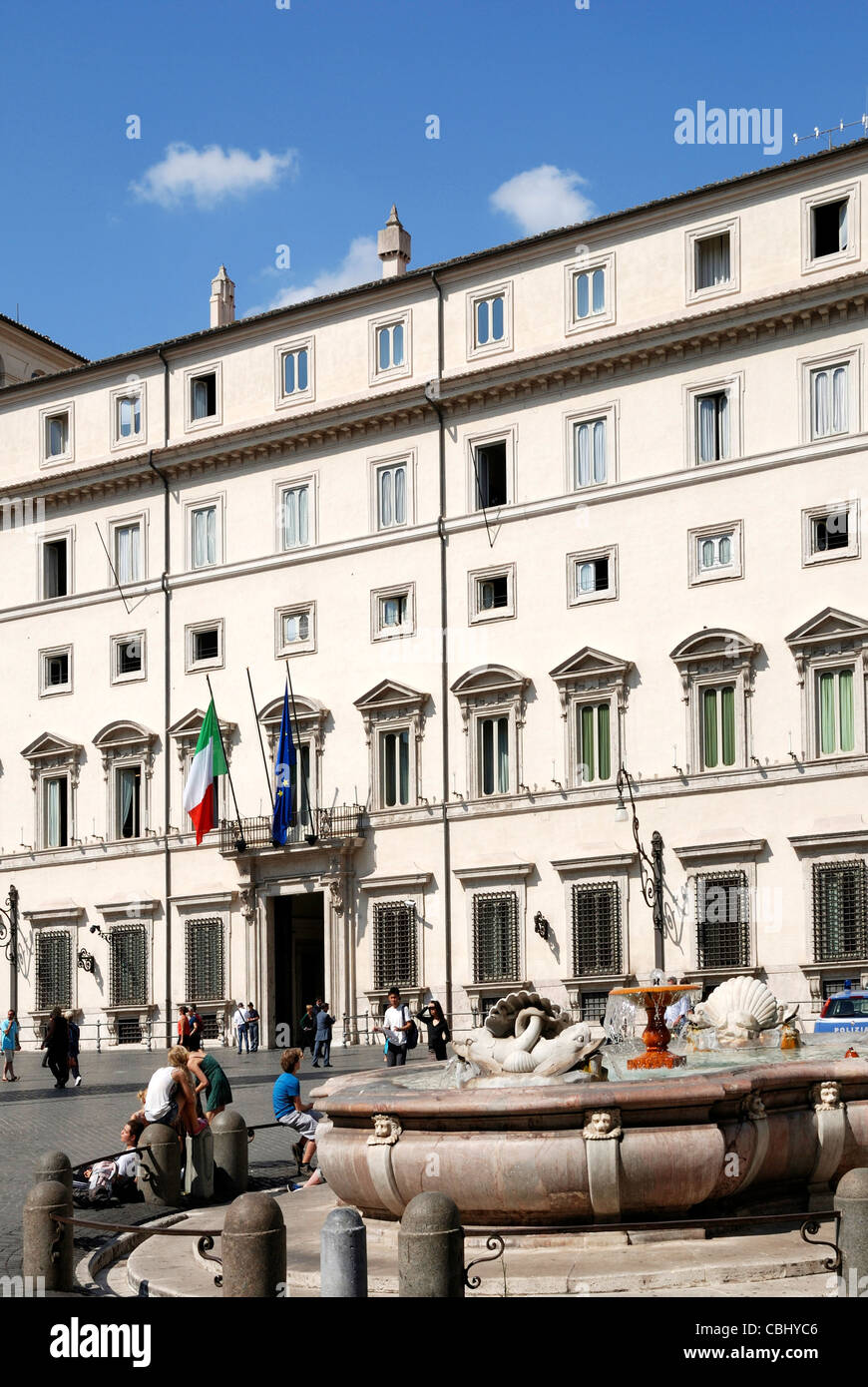 Palazzo Chigi in Rome - Residence of the Italian Prime Minister. Stock Photo
