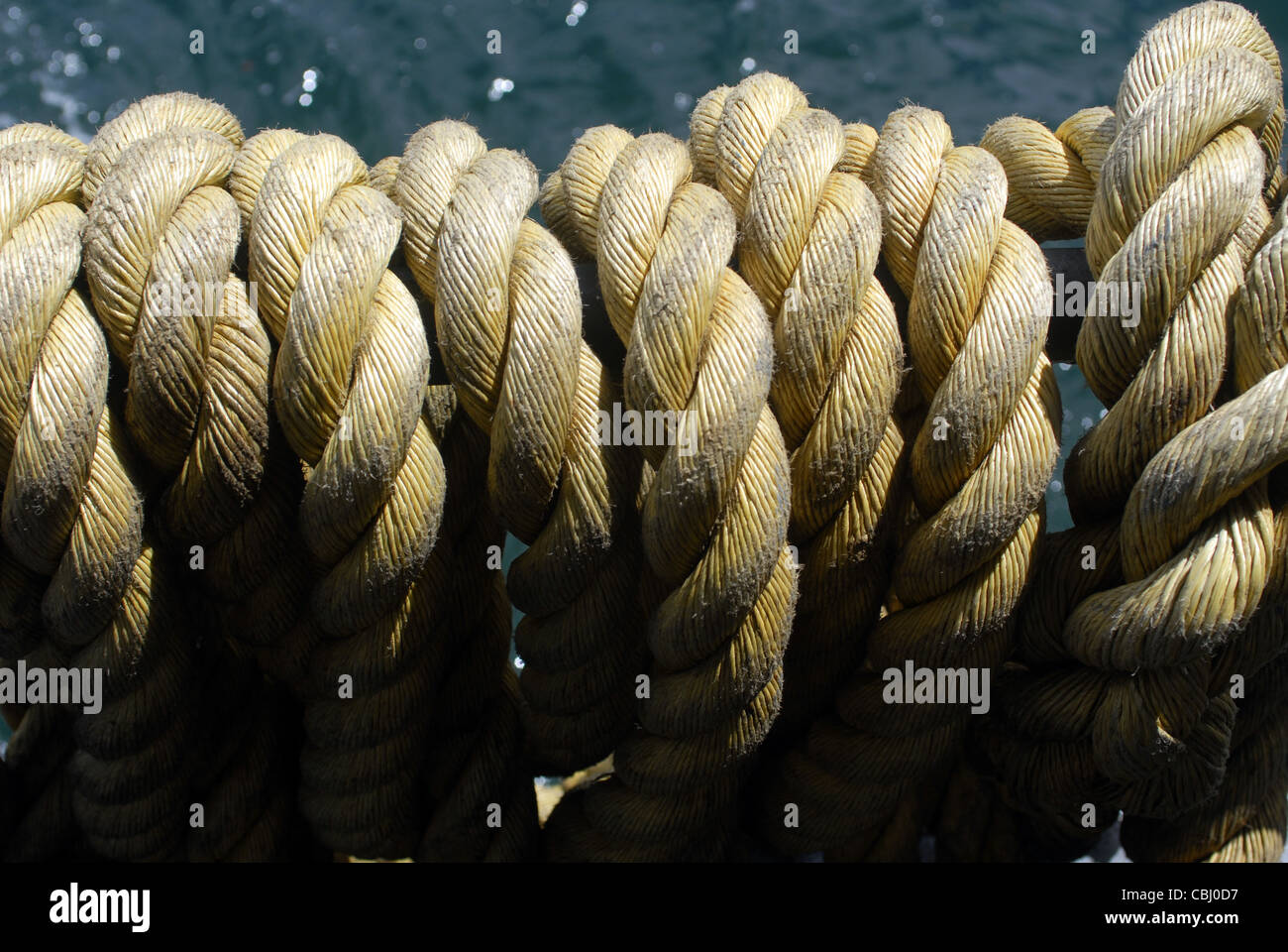 Rope at the harbour of Curaco de Velez, Chiloe island, Lake's District, Chile Stock Photo