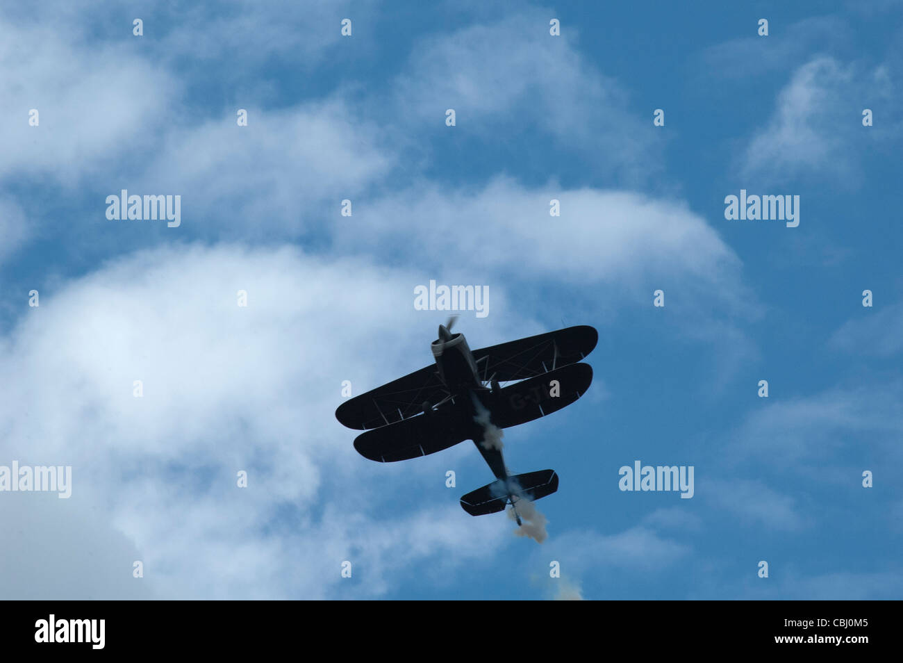 Close-up view of a bi-plane doing areobatics Stock Photo