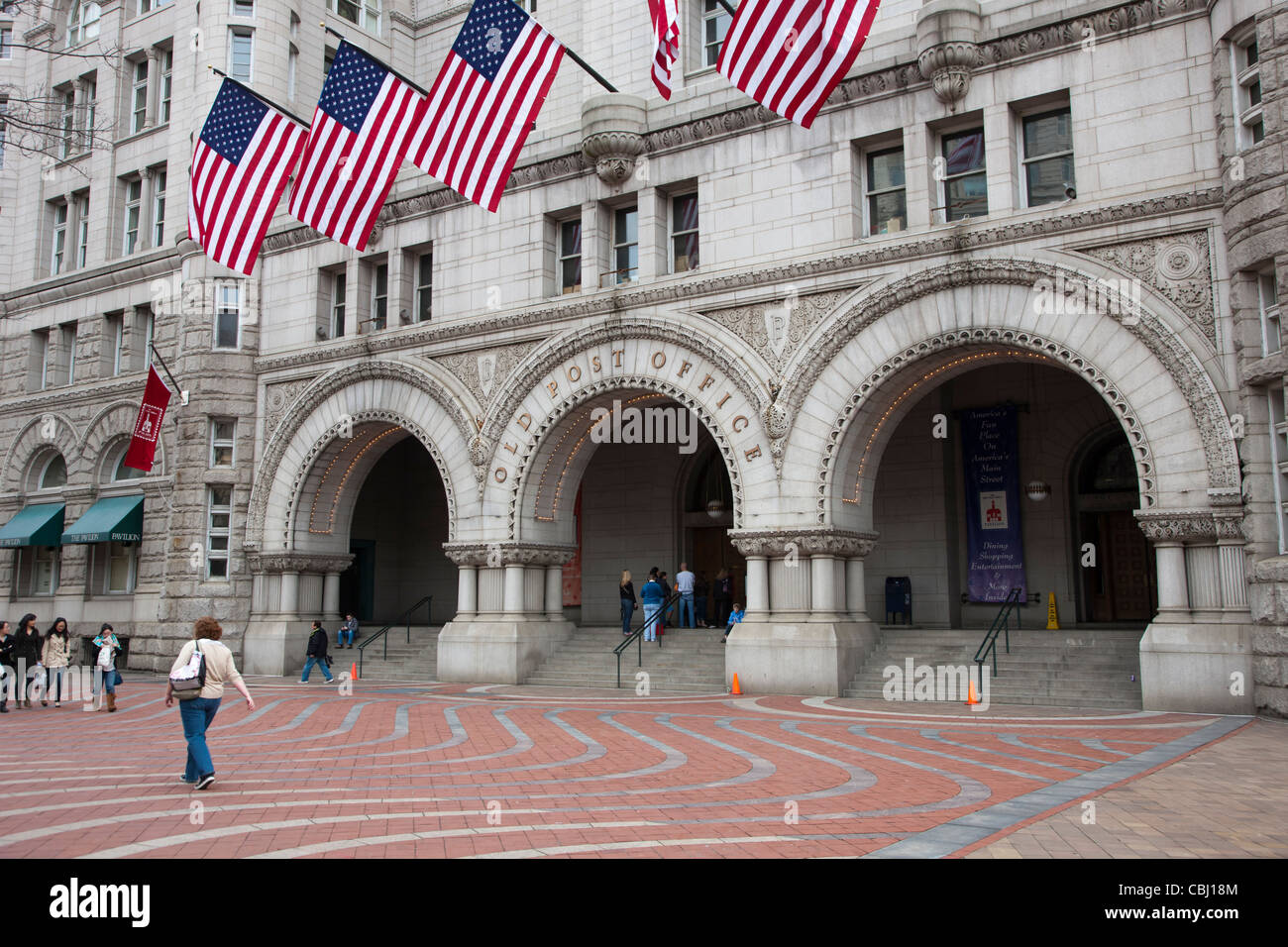 Entrance to the Old Post Office Pavillion in Washington, DC. Stock Photo
