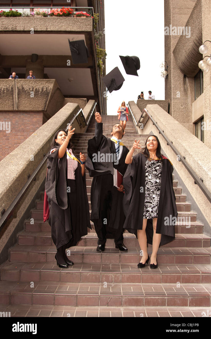 Graduates celebrating their success in Exams Stock Photo