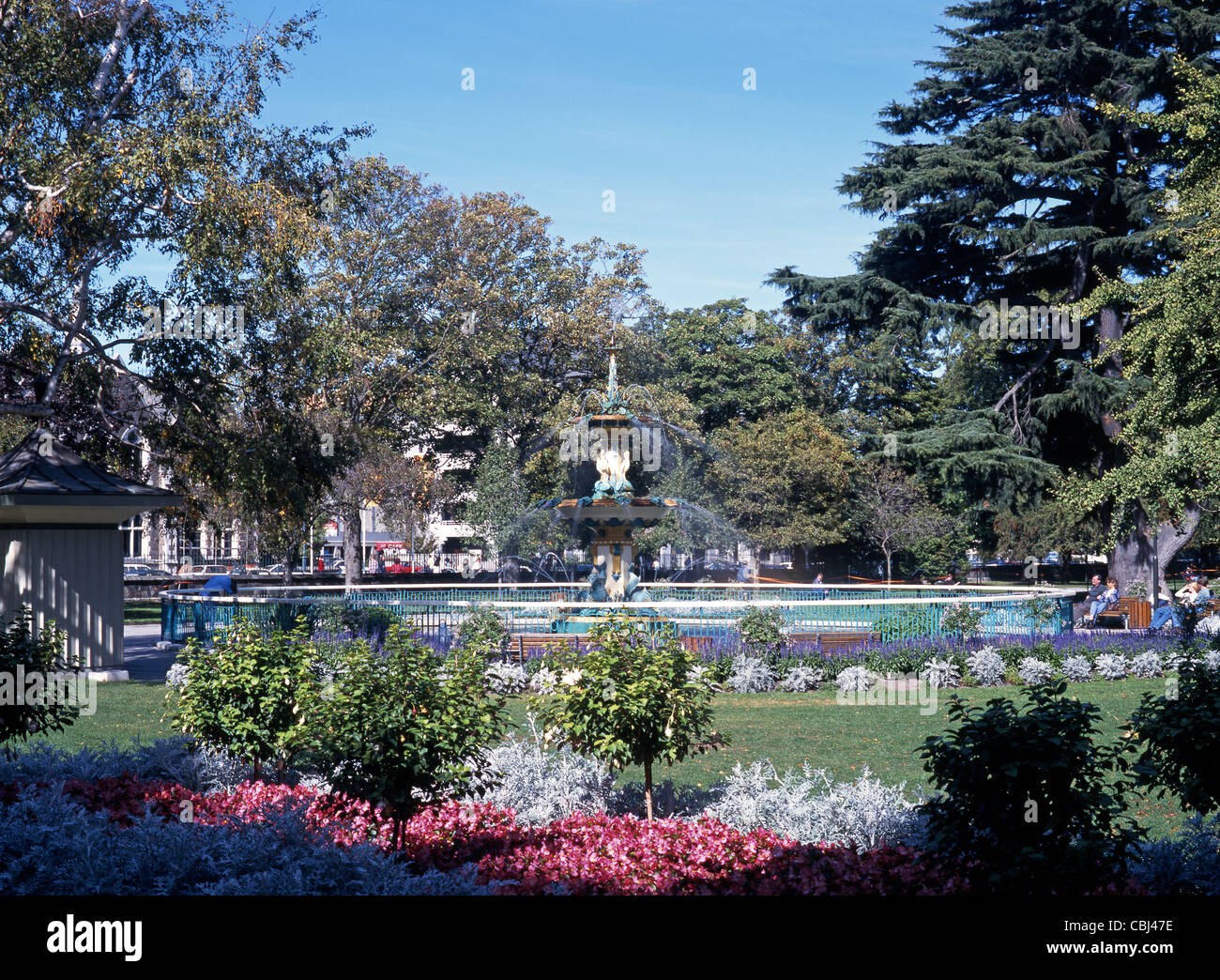 Water fountain in the Botanical Gardens, Christchurch, South Island