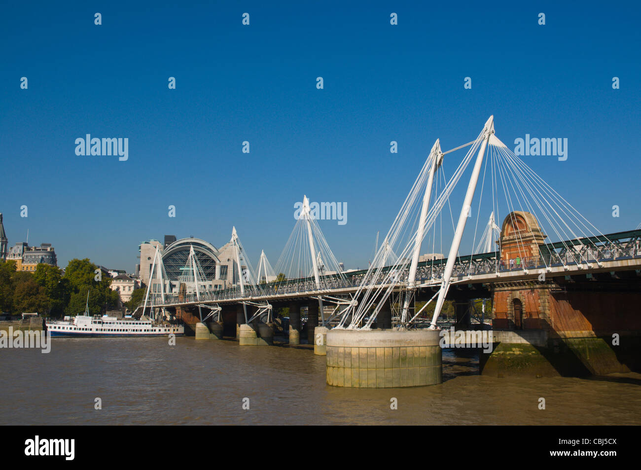 Hungerford bridge and Golden Jubilee Bridges central London England UK Europe Stock Photo Alamy