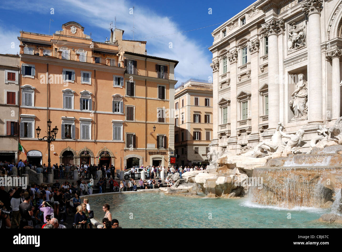 Trevi Fountain at Piazza di Trevi in Rome - Fontana di Trevi. Stock Photo