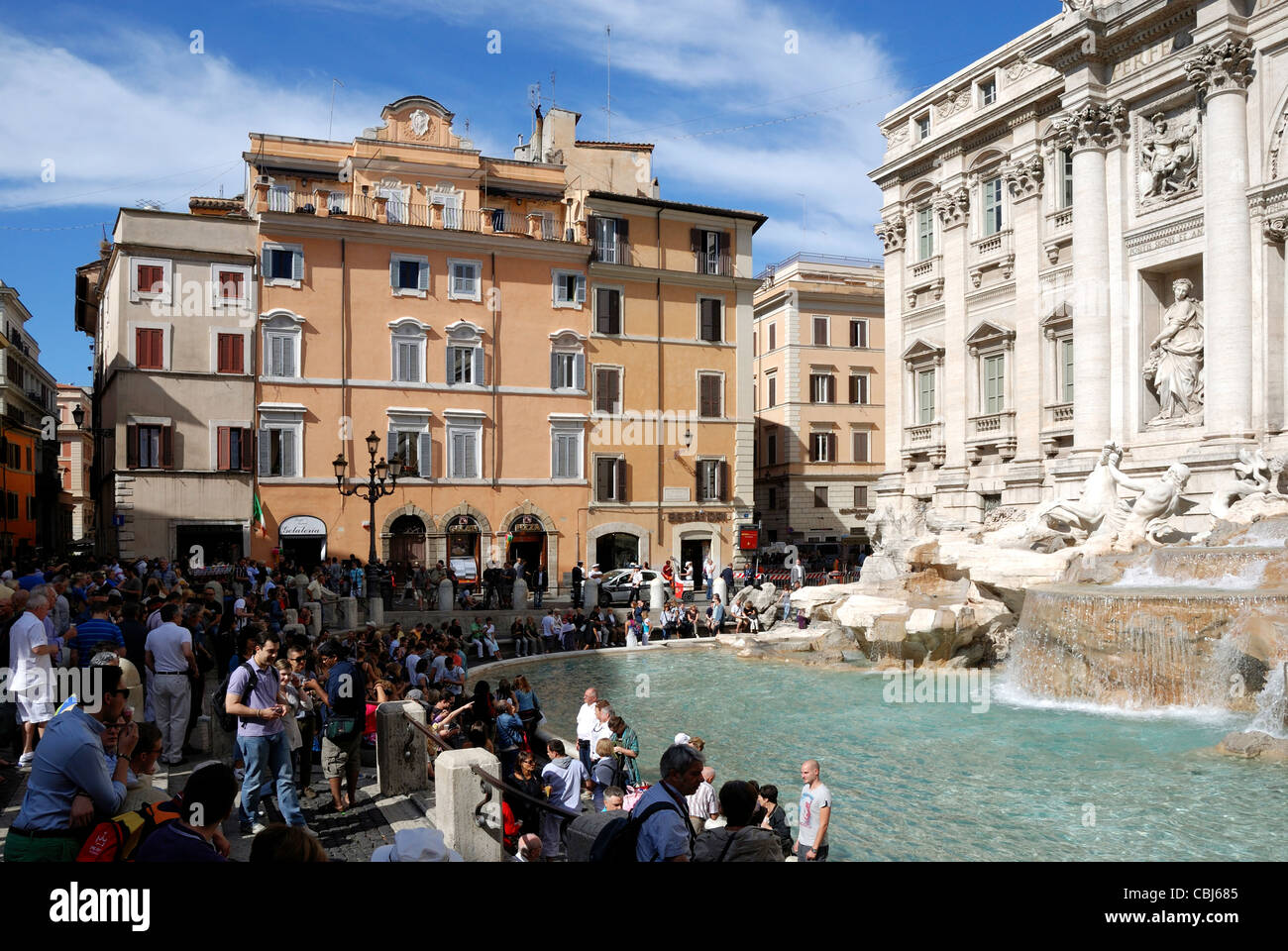 Trevi Fountain at Piazza di Trevi in Rome - Fontana di Trevi. Stock Photo