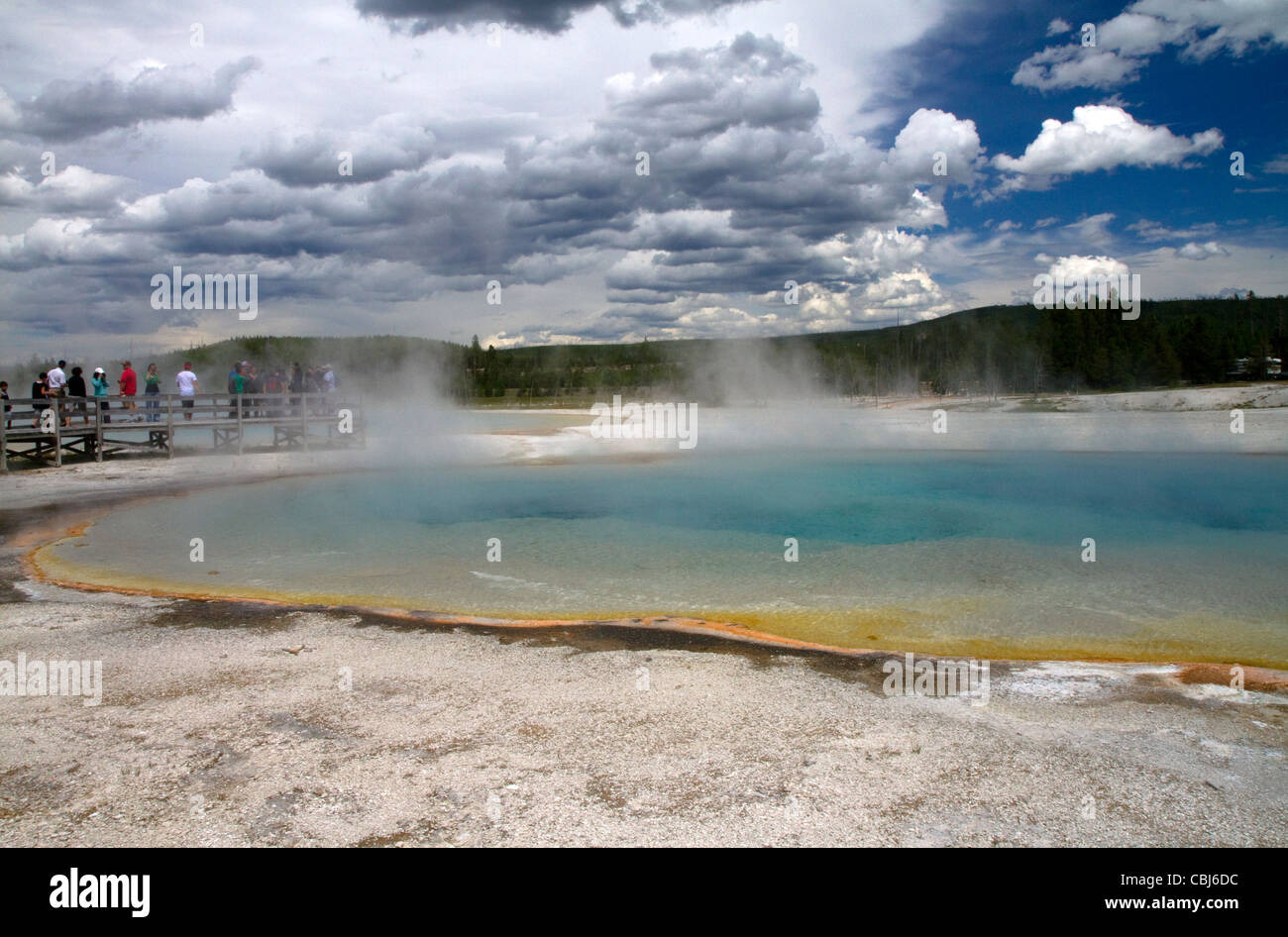 Rainbow Pool at Black Sand Basin in Yellowstone National Park, Wyoming, USA. Stock Photo