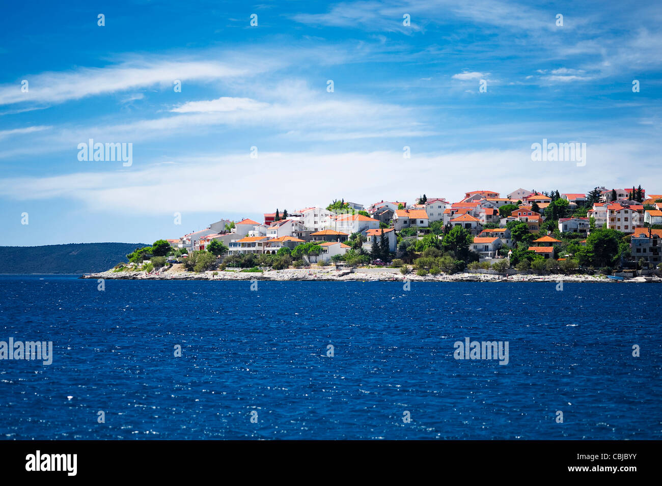 typical coastline of town trogir in croatia Stock Photo