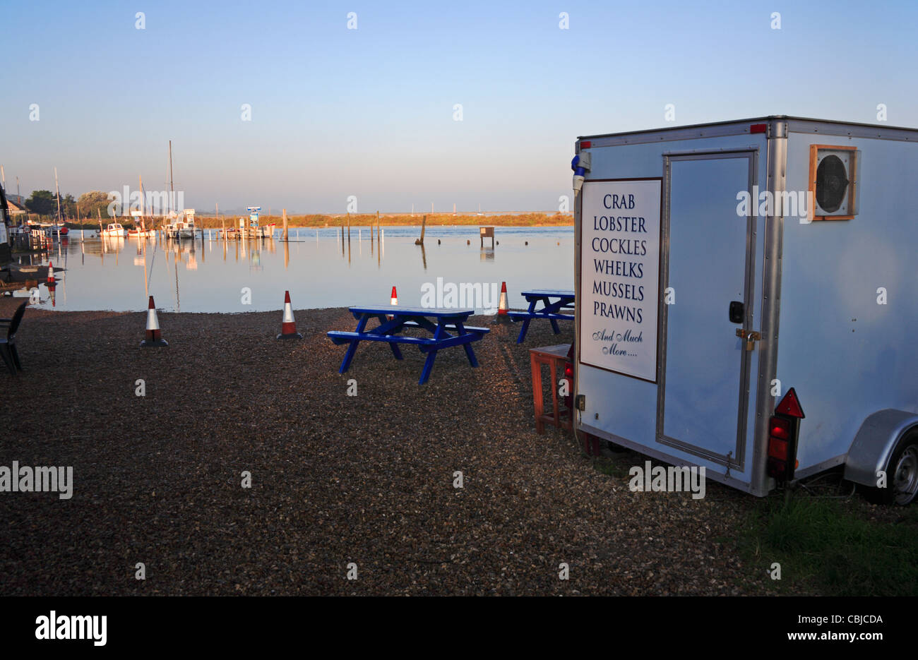 Spring tide at the car park and quay at Blakeney, Norfolk, England