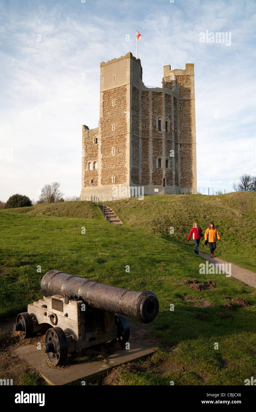 Visitors at Orford castle, an English Heritage site, Orford Village Orford Suffolk UK Stock Photo