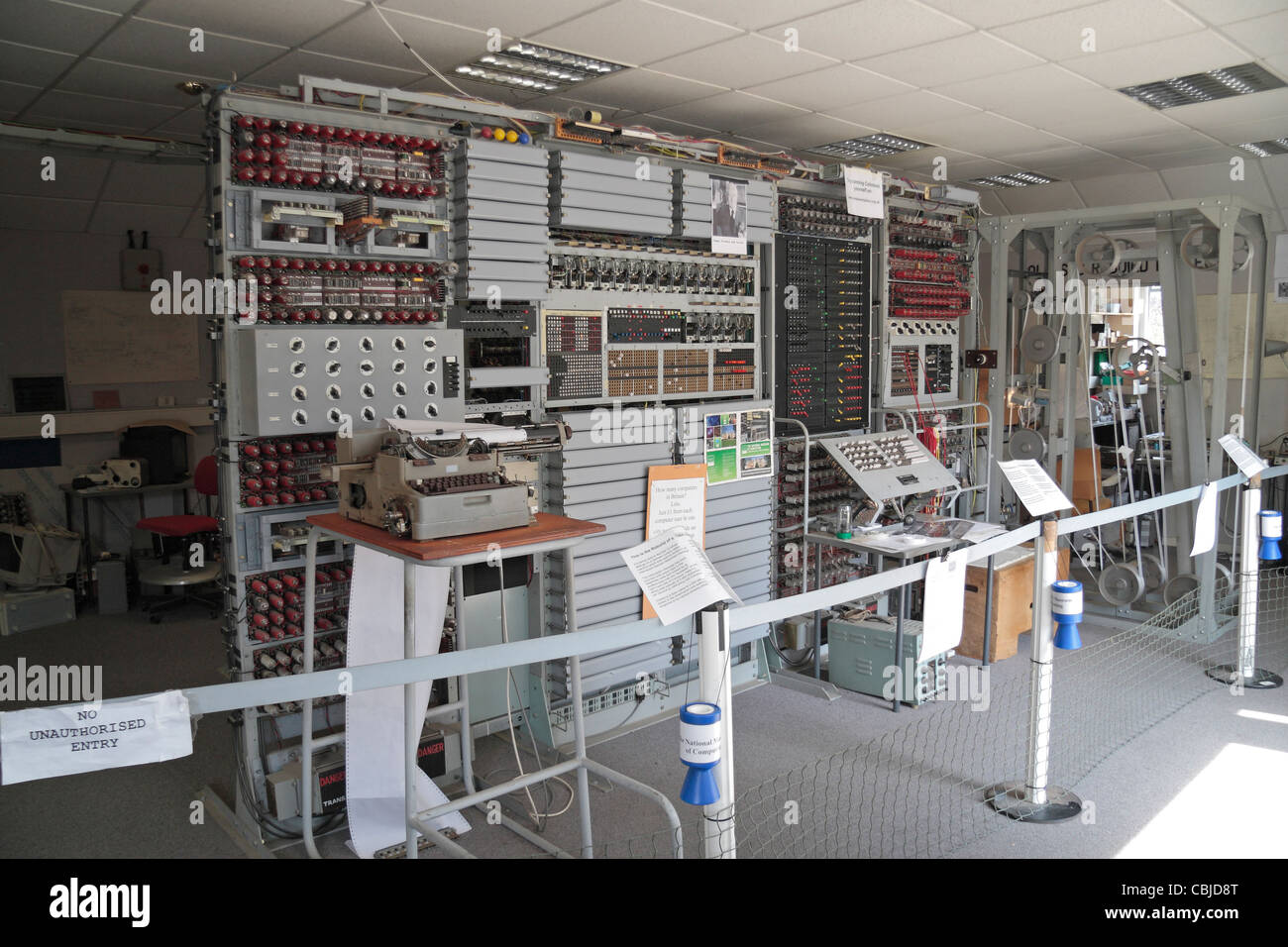 The replica of the Colossus computer on display in the Museum of Computing, Bletchley Park, Bletchley, UK. Stock Photo