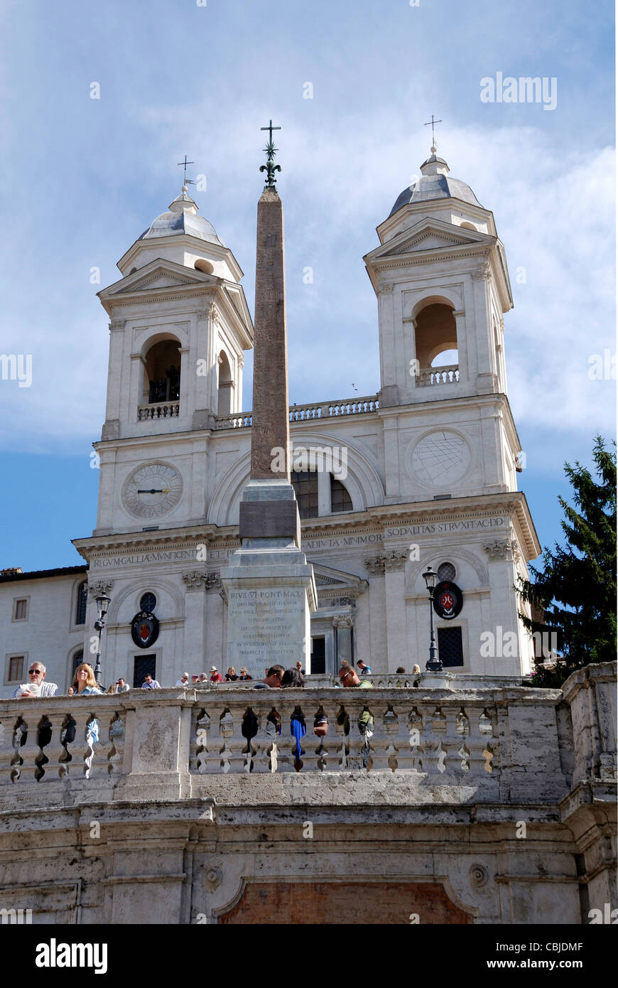 Church Trinita dei Monti at the Spanish steps in Rome. Stock Photo