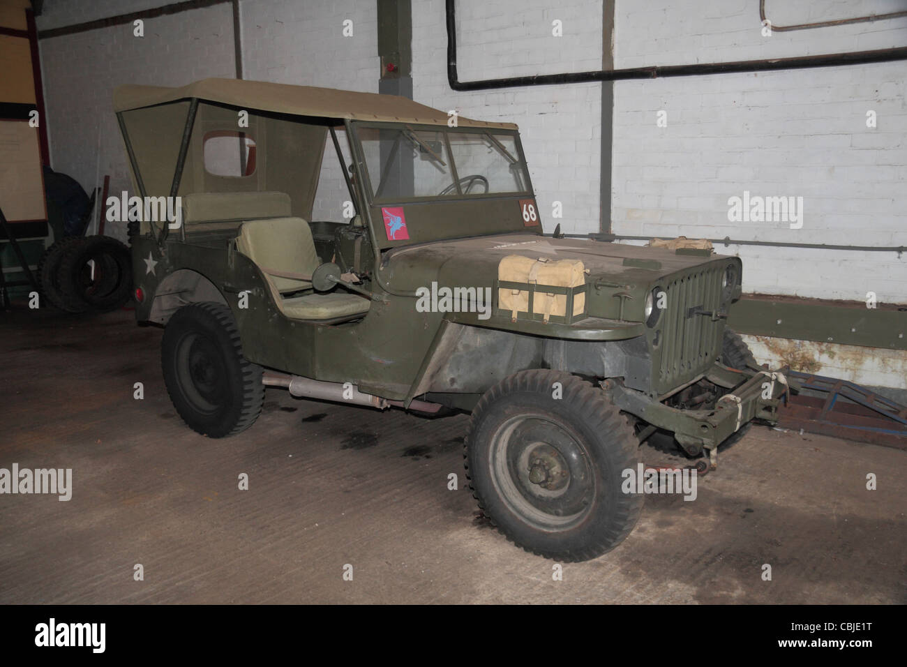 An original American jeep 8250F in Bletchley Park, Bletchley, Buckinghamshire, UK. Stock Photo