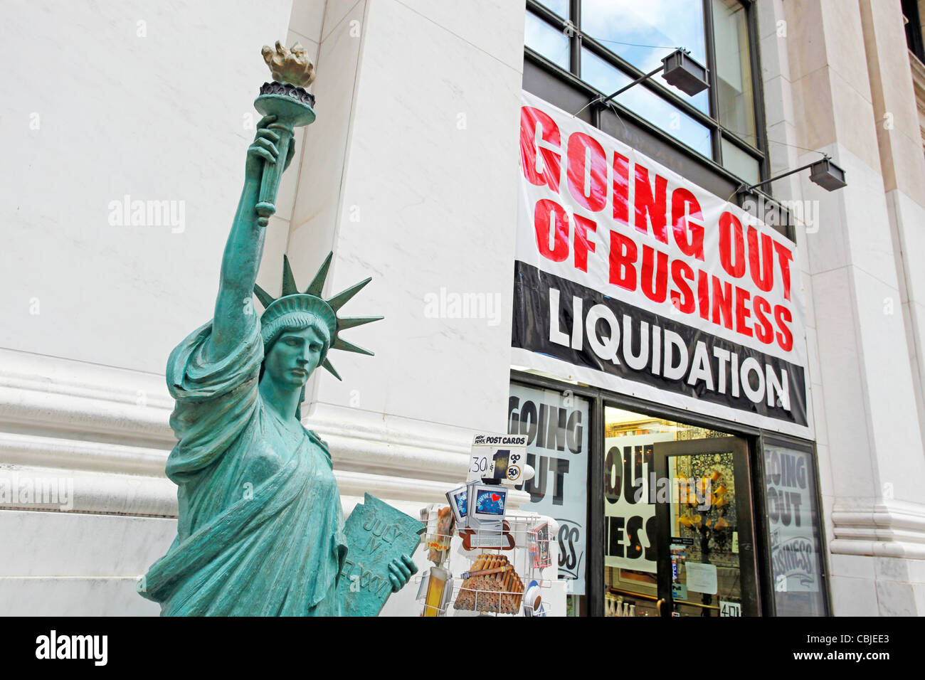 American going out of business liquidation poster Stock Photo