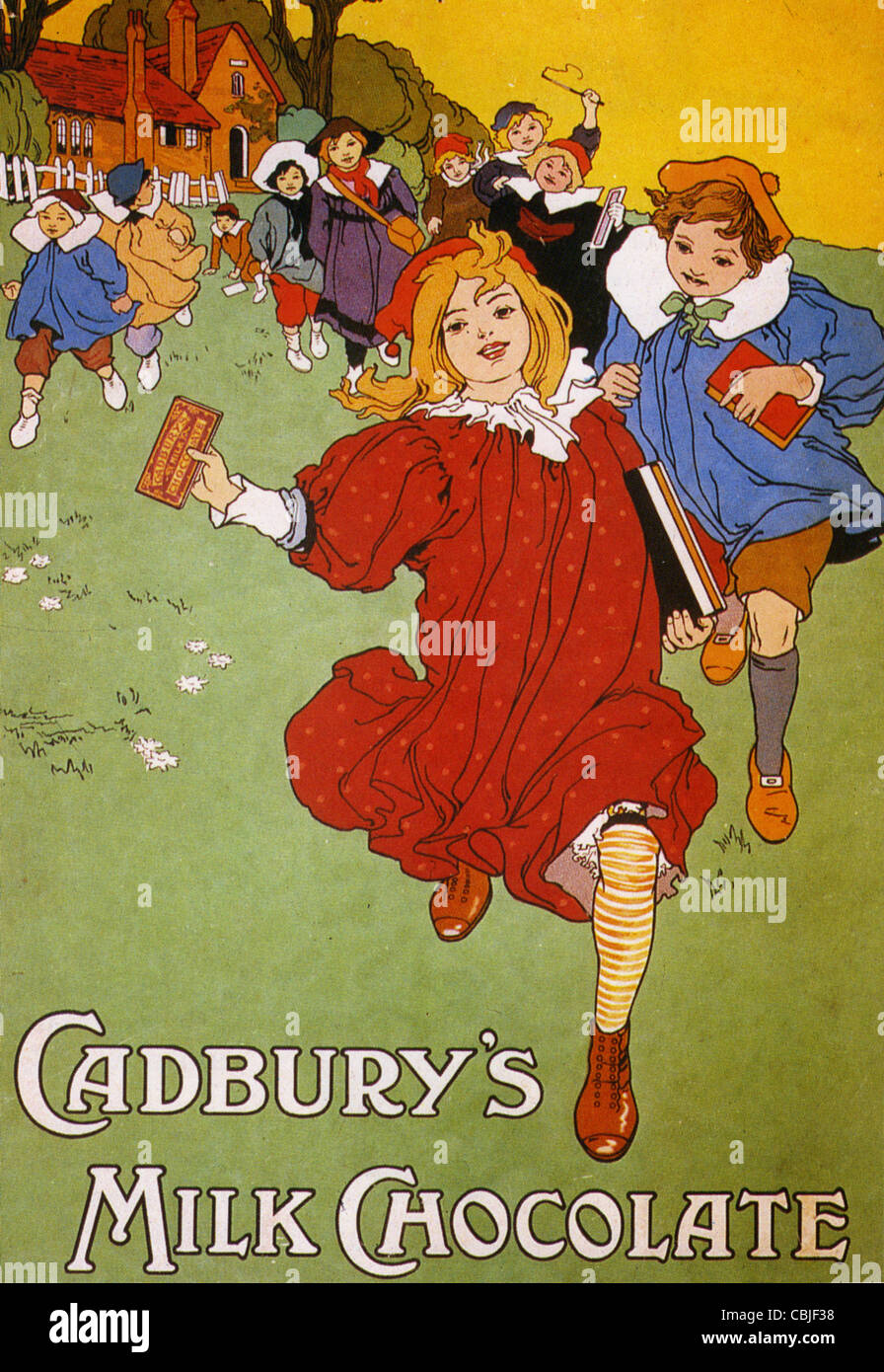 CADBURY'S MILK CHOCOLATE advert about 1910 Stock Photo