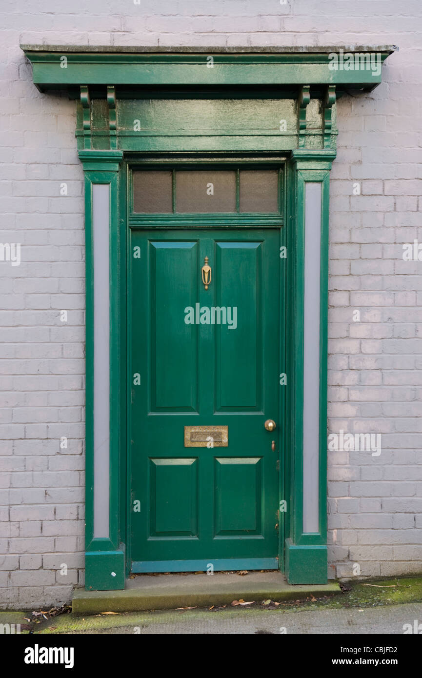 Green Front Door With Flat Pediment In Kington Herefordshire