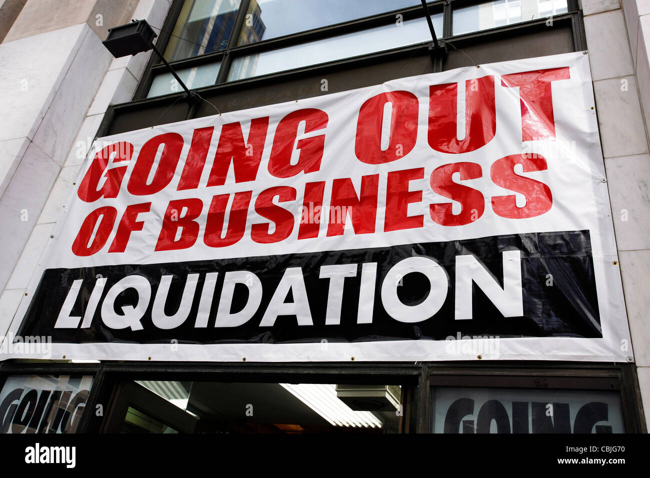 American going out of business liquidation poster Stock Photo - Alamy