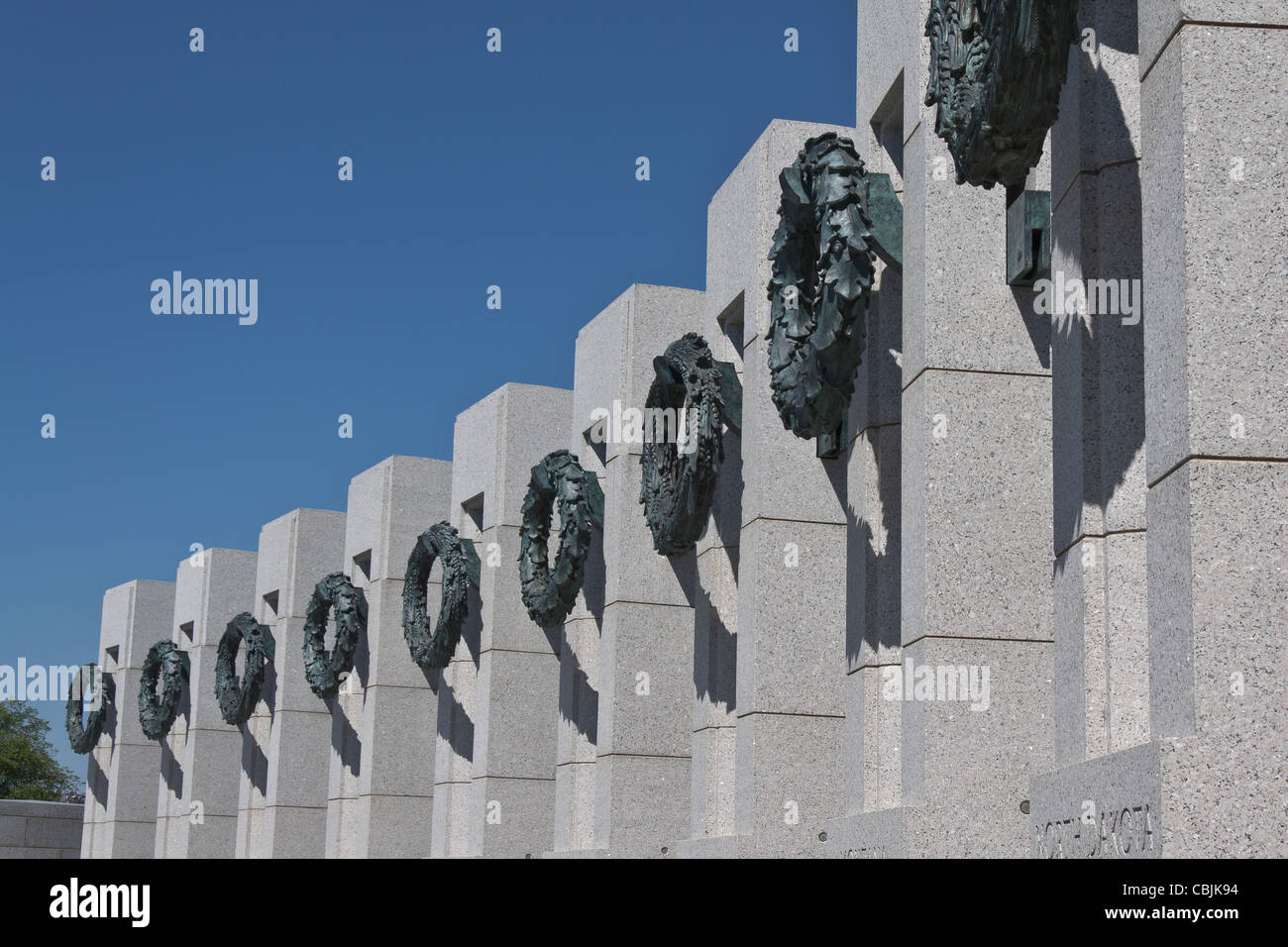View of some of the granite pillars at the National World War II