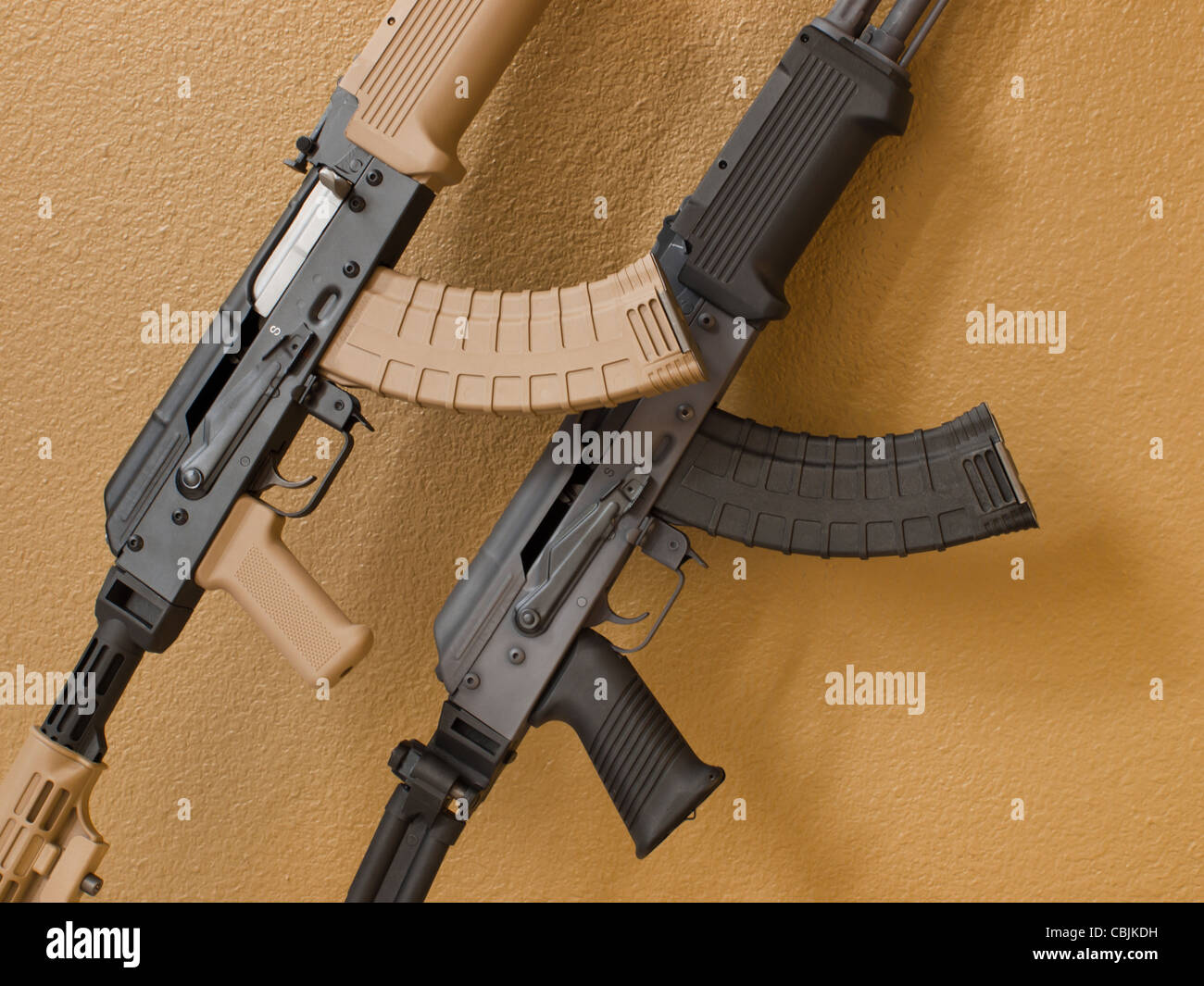 Custom painted AK-47 with a 30 round magazine and a folding stock Stock