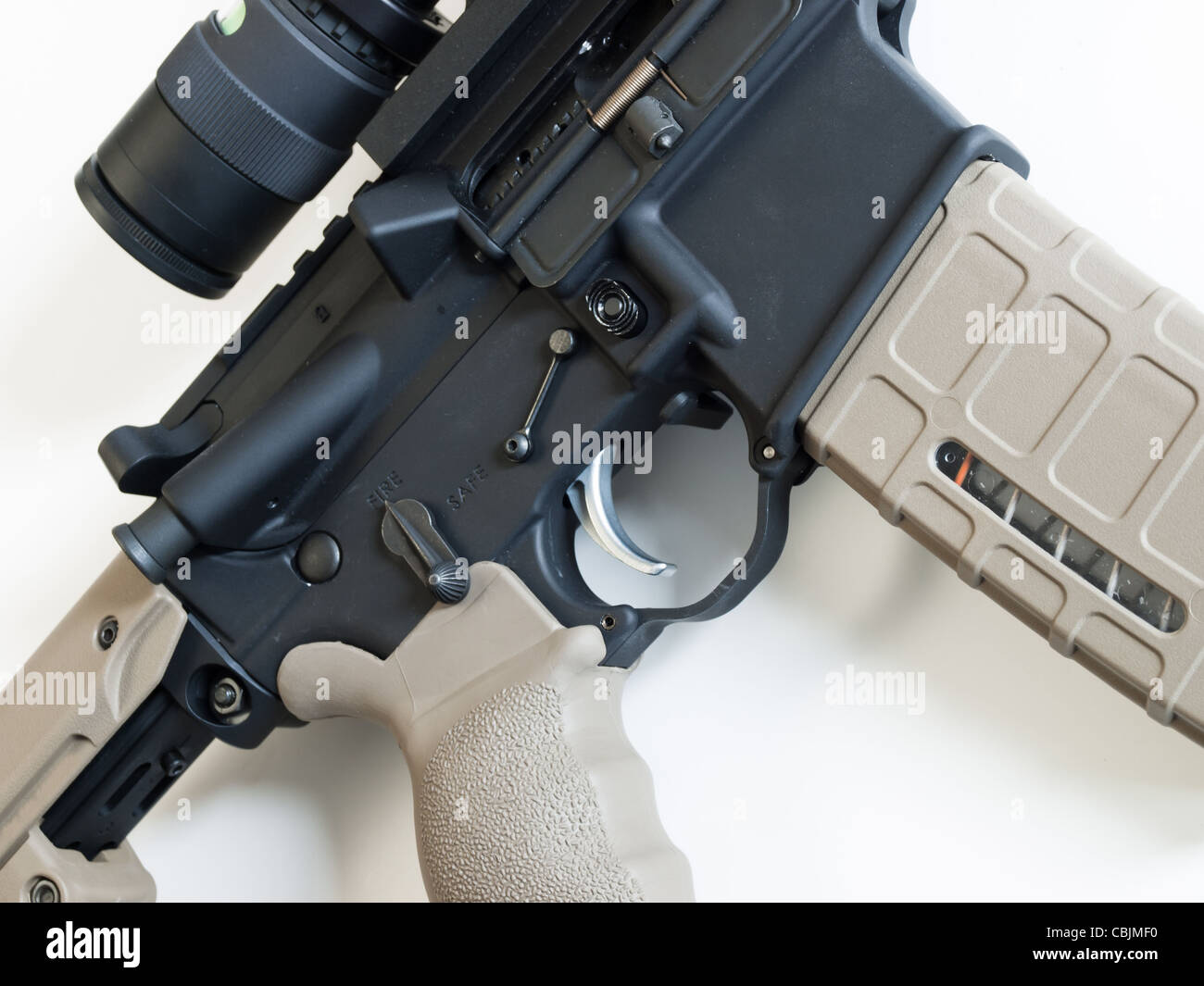 Standard US Army AR-15 Assault rifle fitted with barrel bipod 