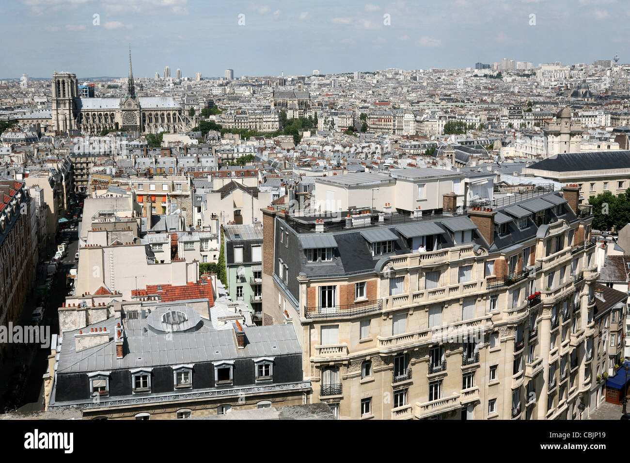 Paris Skyline, apartment building rooftops Stock Photo