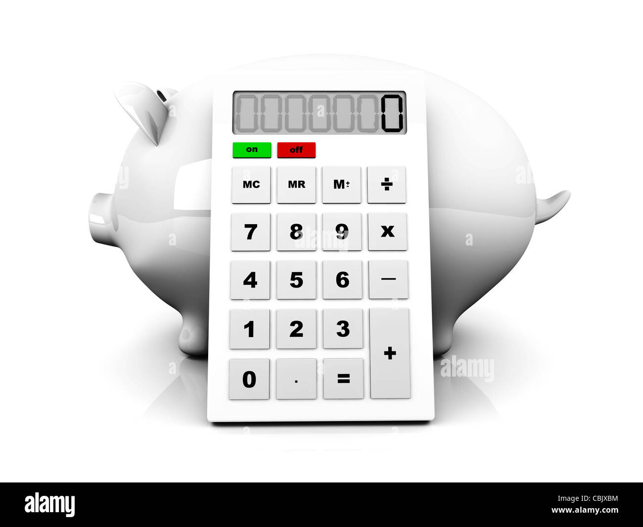 3d render piggy bank calculator Cut Out Stock Images & Pictures - Alamy