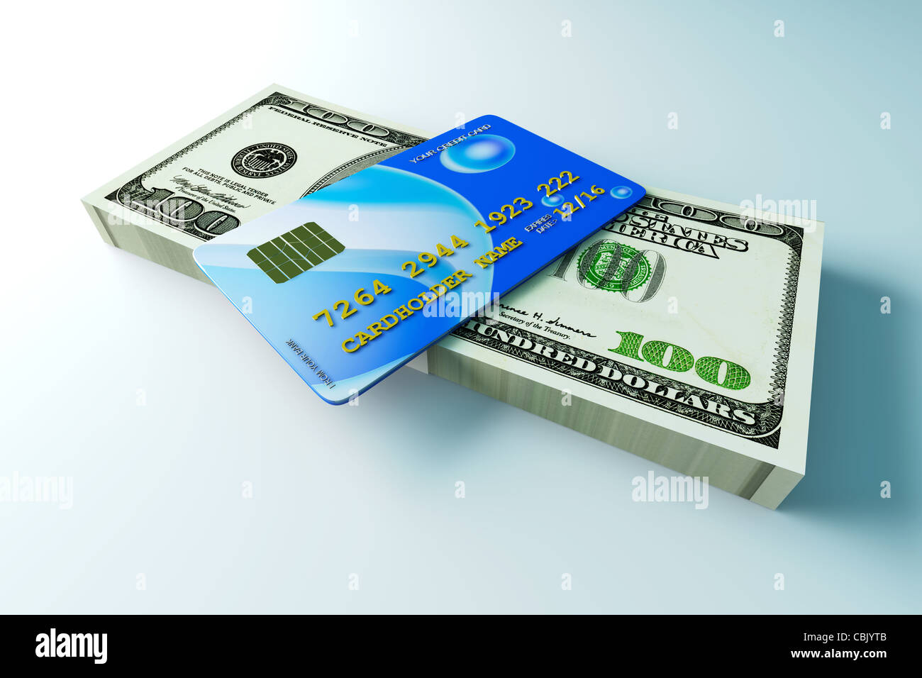 credit card and cash stock image