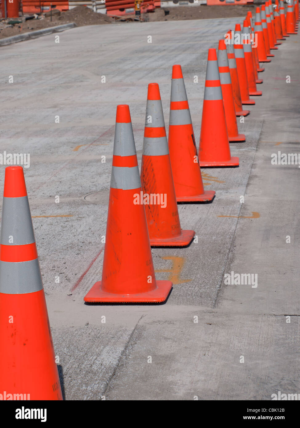 Safety cones marking work zone hi-res stock photography and images - Alamy