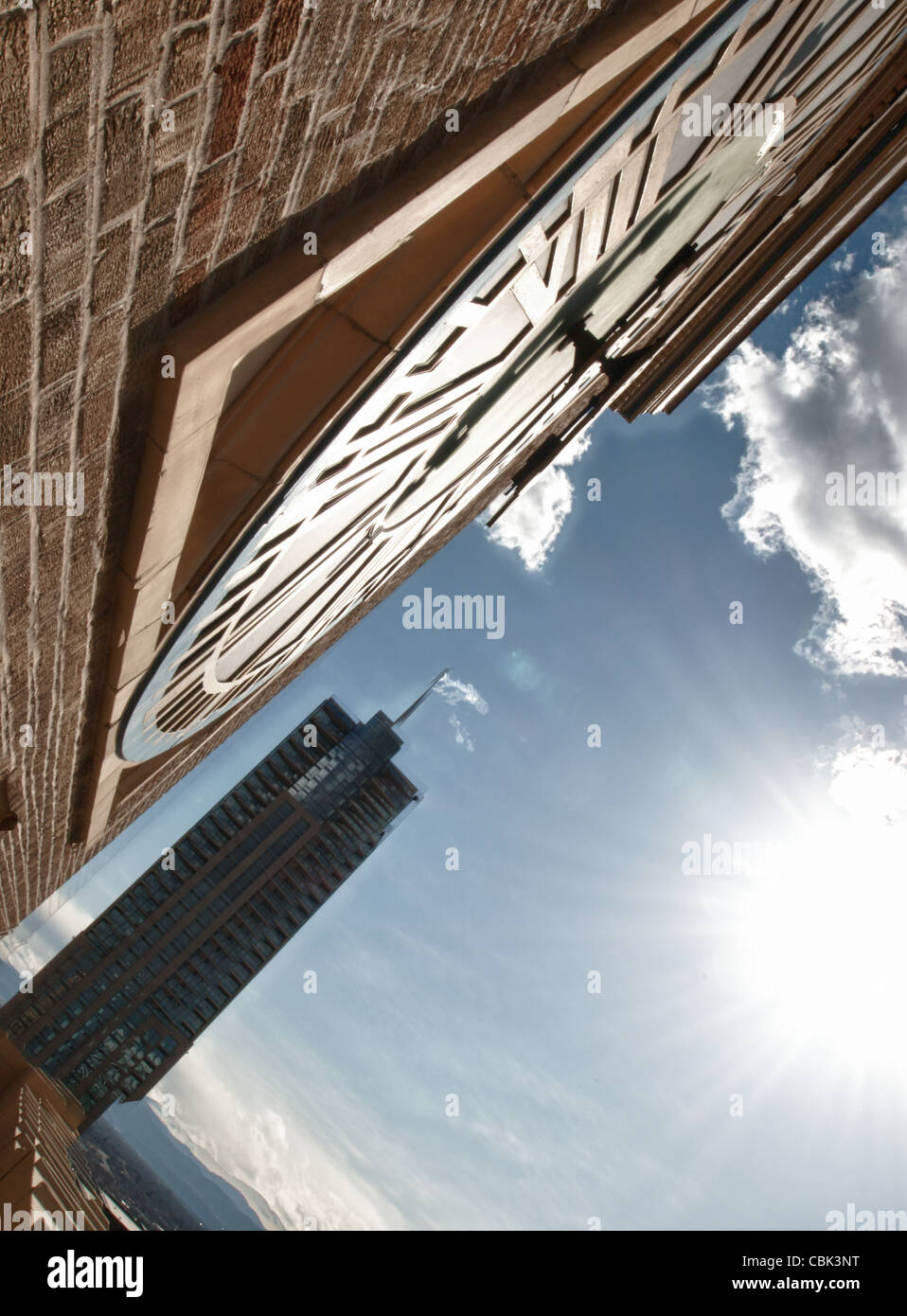 Clock of the Clock Tower on the 16th Street Mall in Denver, Colorado