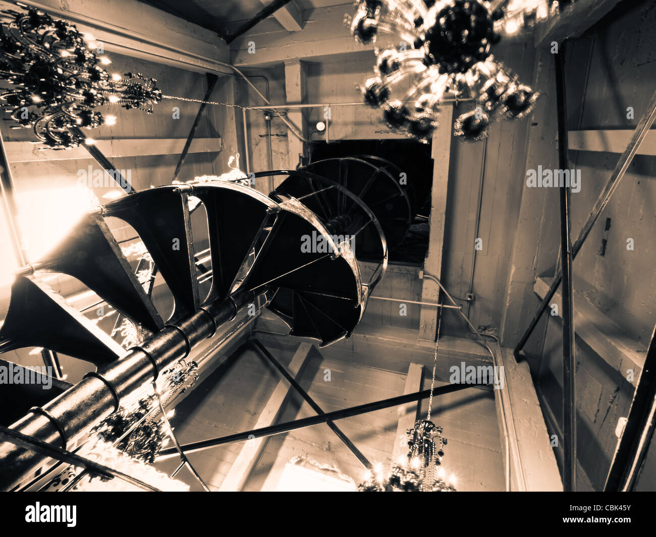 Spiral Staircase at the top of the Clock Tower on 16th Street Mall in