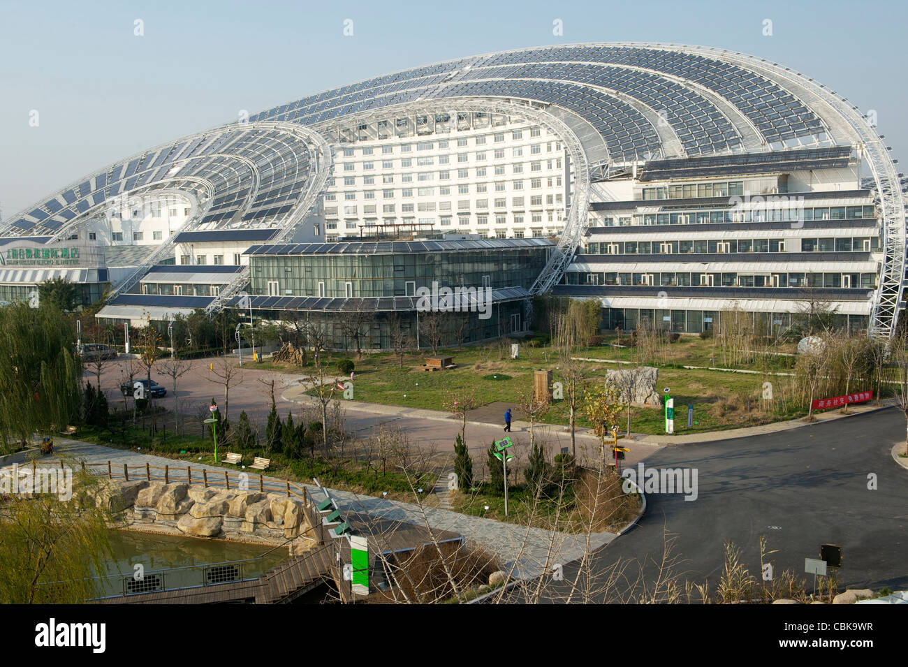 Sun-Moon Mansion, headquarters of Himin Solar Co., Ltd, in 'Solar Valley', Dezhou, Shandong province, China.11-Nov-2011 Stock Photo