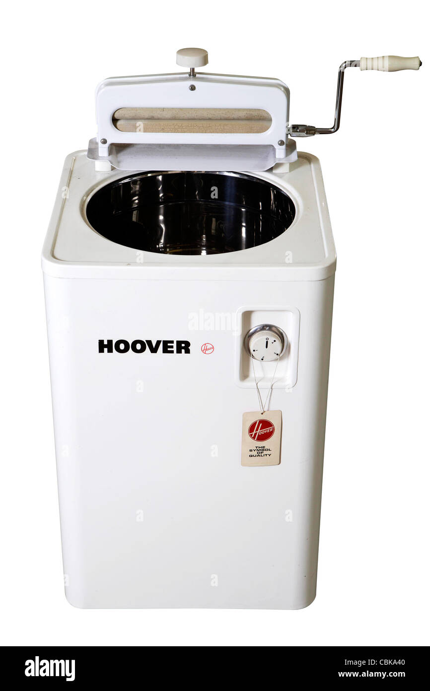 Vintage Top Loading Hoover Washing Machine against white background Stock Photo