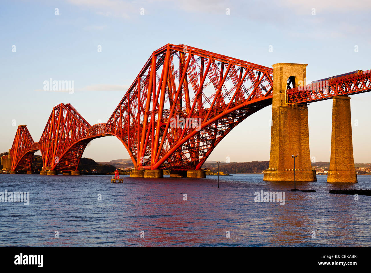 Forth Rail Bridge 2011 repainting and refurbishment now complete, South Queensferry, Scotland UK Europe Stock Photo