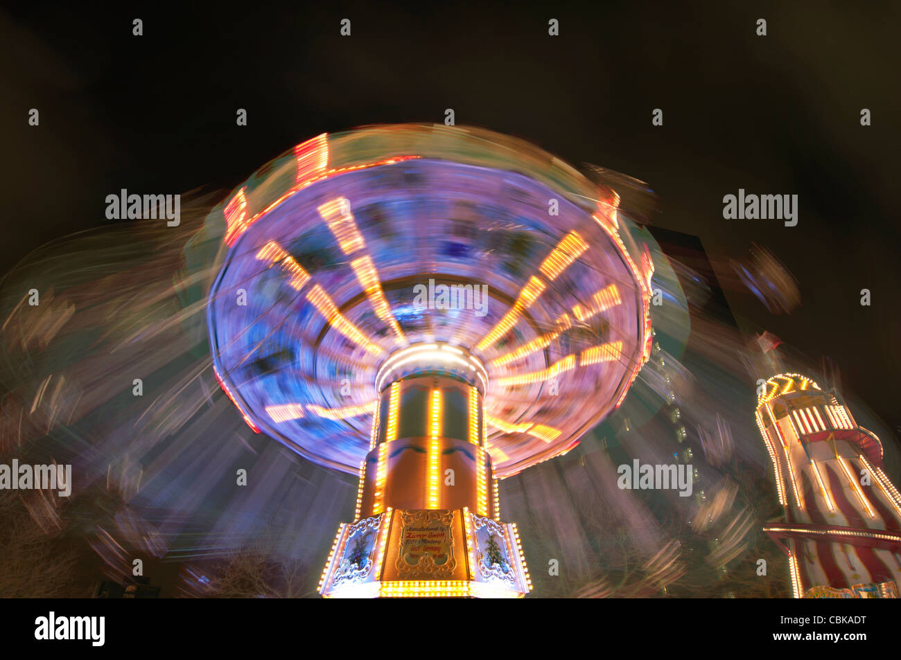 A long exposure of a Carousel spinning at night in Broad Street ...
