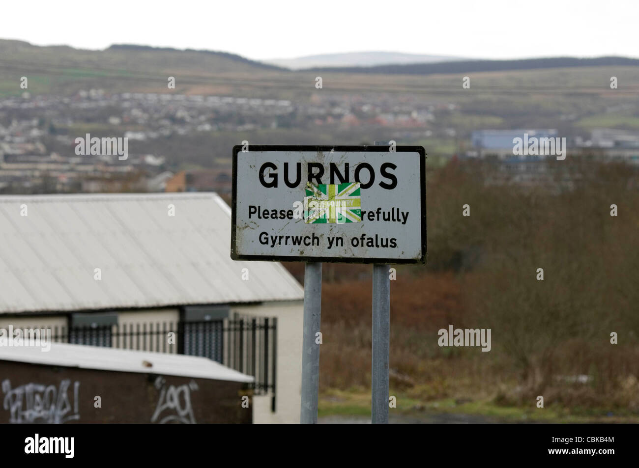 The Gurnos sign as you enter the estate in Merthyr Tydfil in the heart