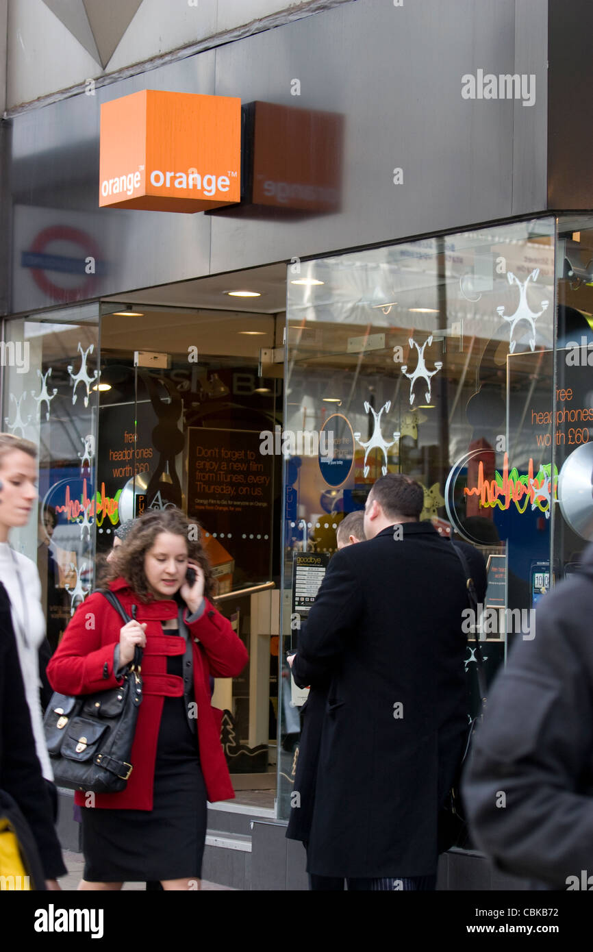 Orange phone retail outlet oxford street london Stock Photo