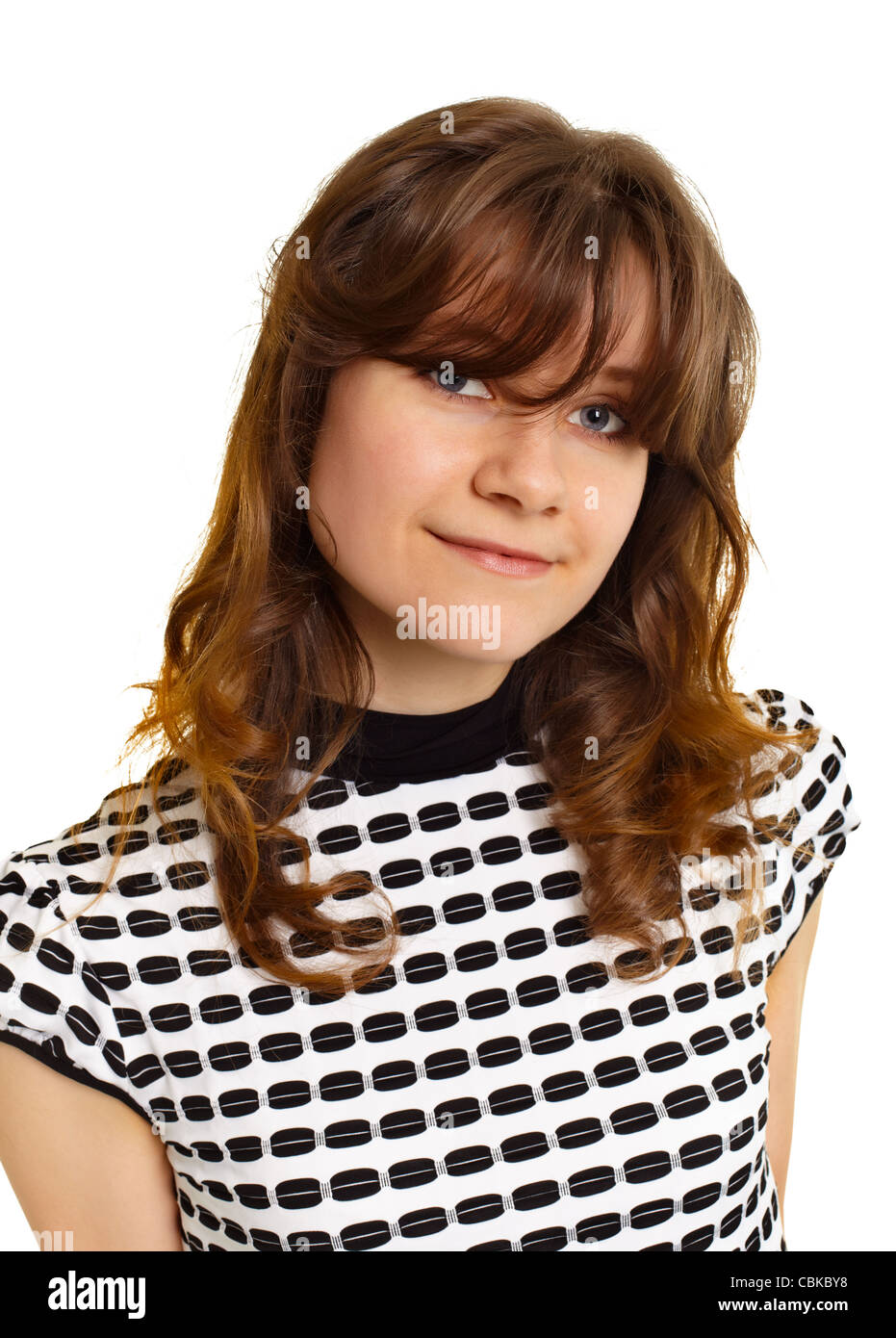 Portrait of a young beautiful woman isolated on white background Stock ...
