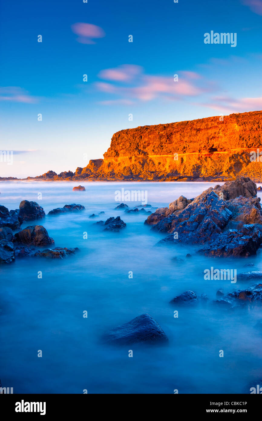 Evening light on empty beach Fuerteventura Canary Islands Spain Stock Photo