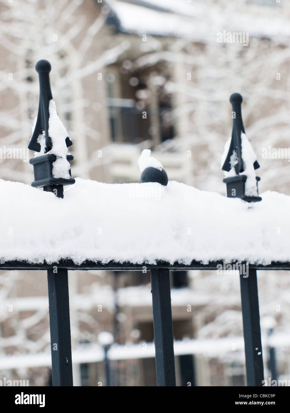 Fence covered with snow Stock Photo - Alamy