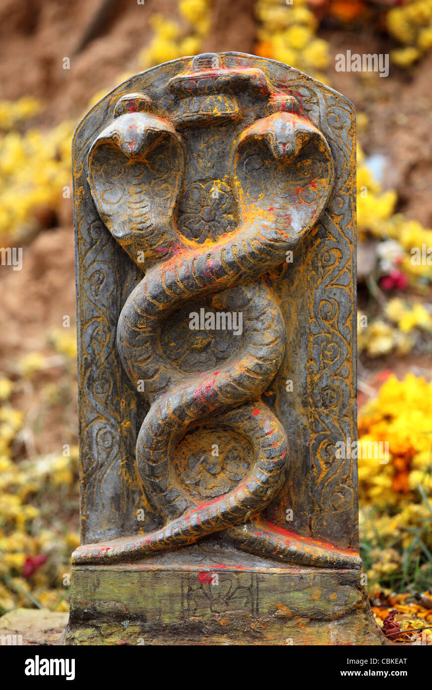 Kundalini stone carved statue Andhra Pradesh South India Stock Photo
