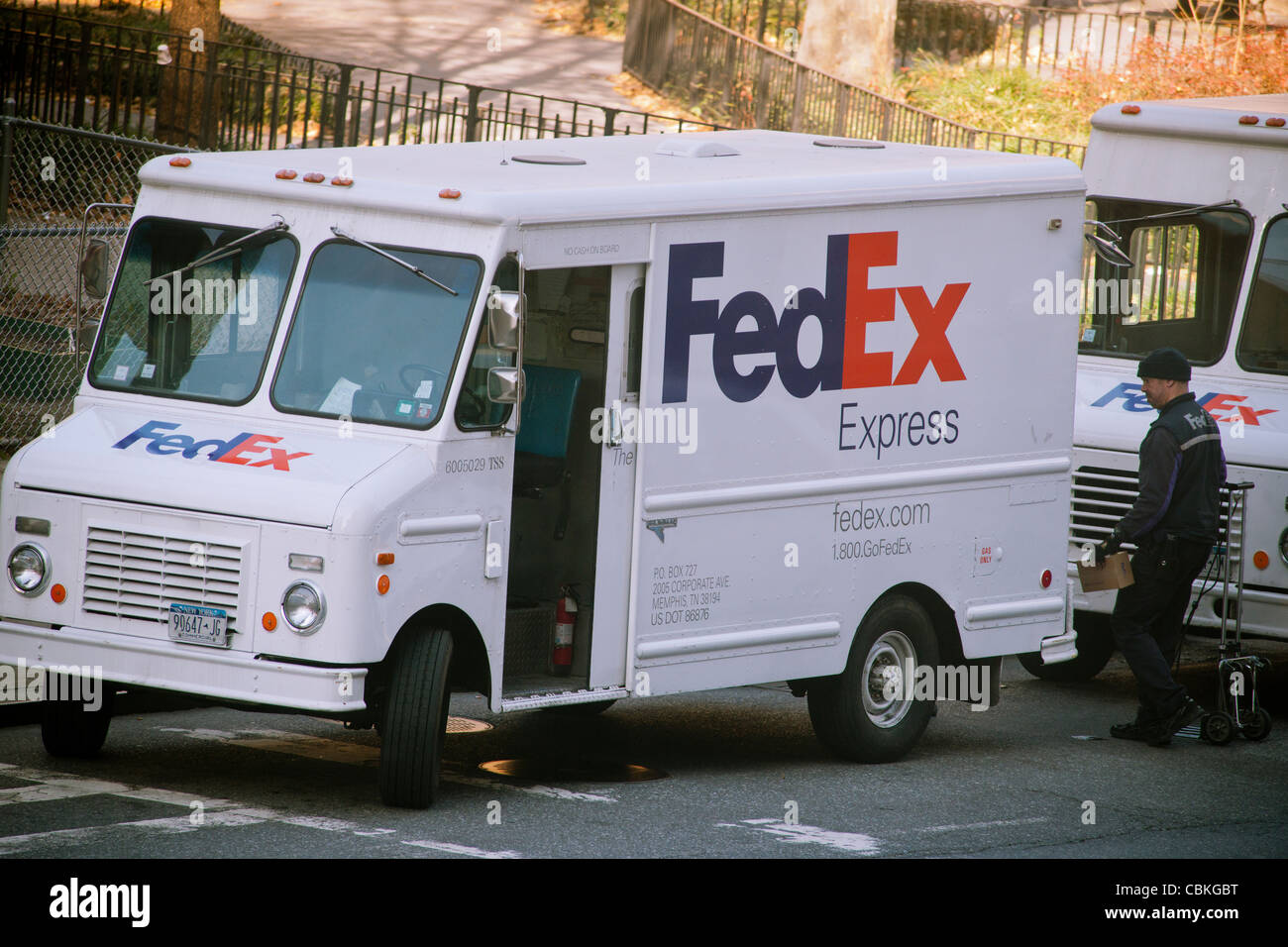 FedEx trucks in New York Stock Photo