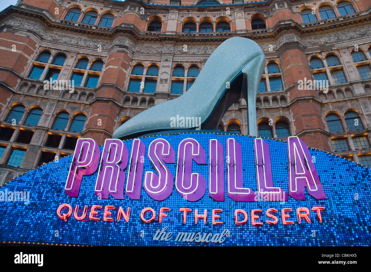 Palace Theatre exterior with Priscilla Queen of the Desert show advert Soho central London England UK Europe Stock Photo