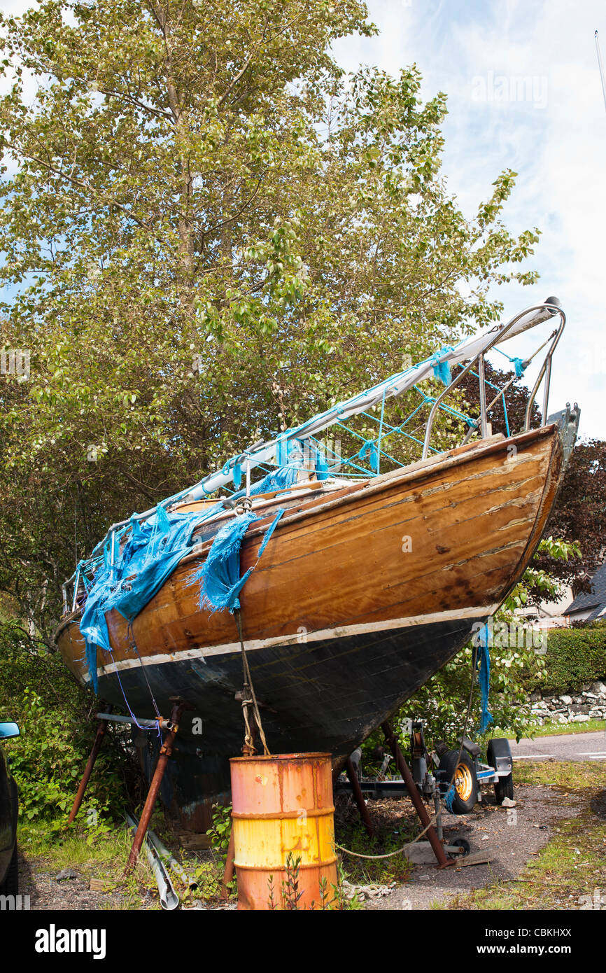 Yacht, Wooden hull, Repair, Maintenance, Stock Photo