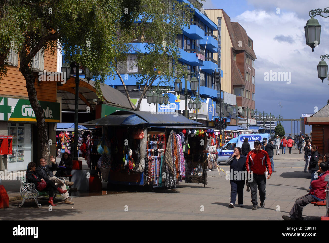 Pedestrian street at the city center of Puerto Montt, Lake's Region, Chile Stock Photo