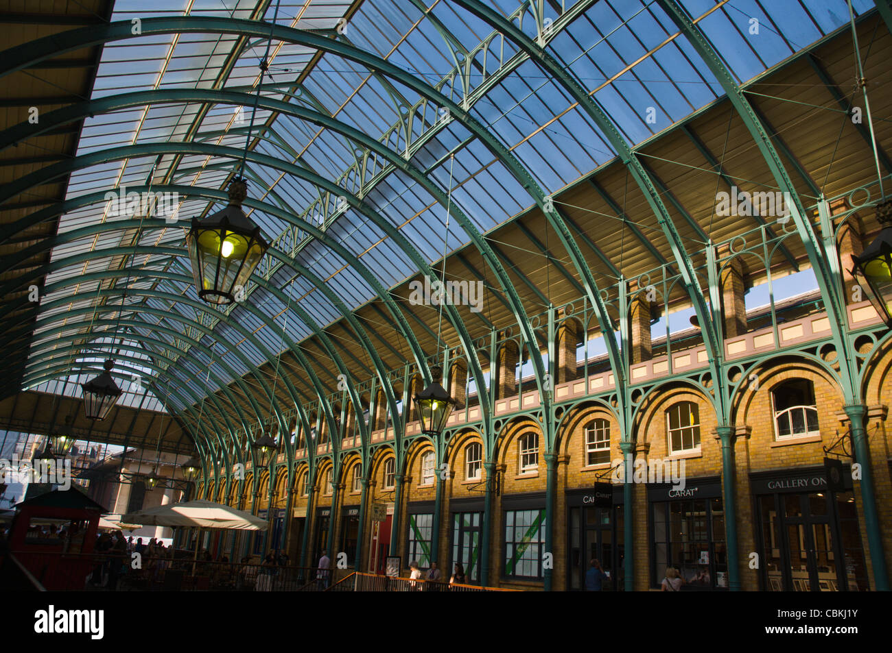 Glass roof (1872) Covent Garden market hall (1830) central London England UK Europe Stock Photo
