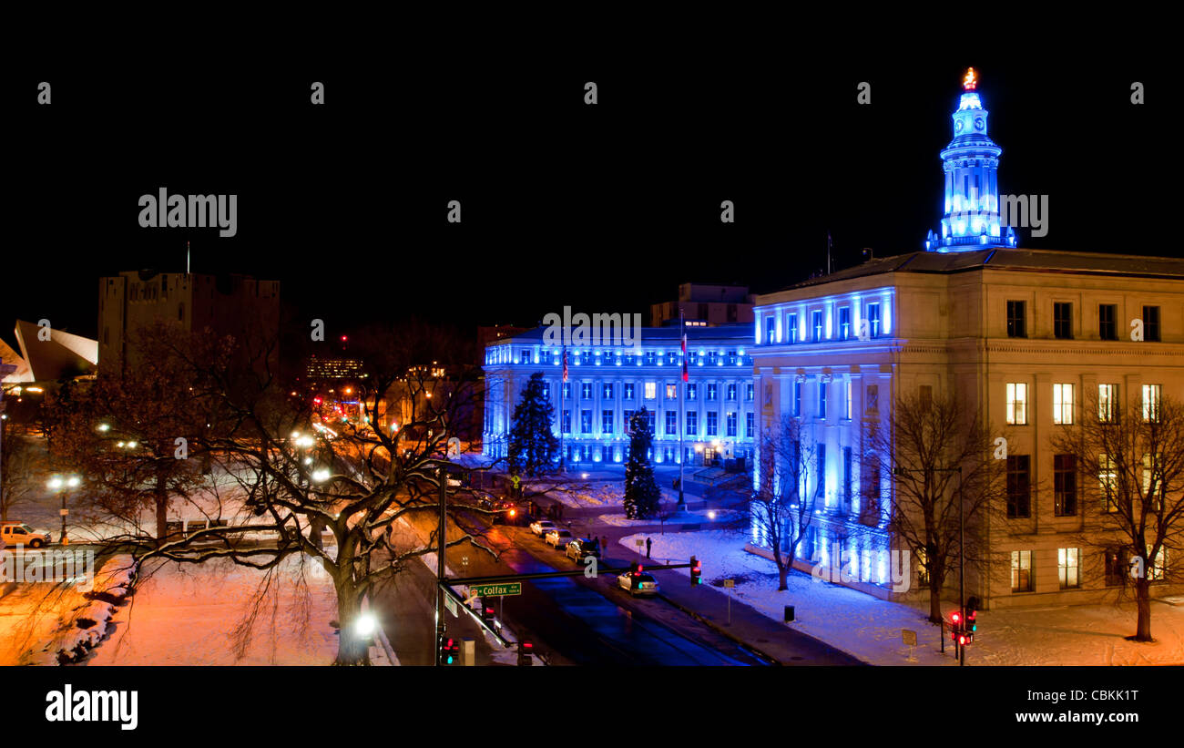 Downtown Denver at Christmas. Denver’s City and County building