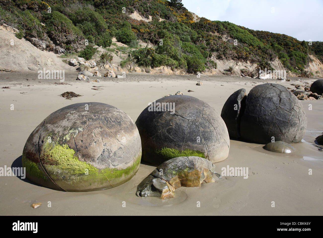 Moeraki Boulders, Koekohe Beach, New Zealand. Stock Photo