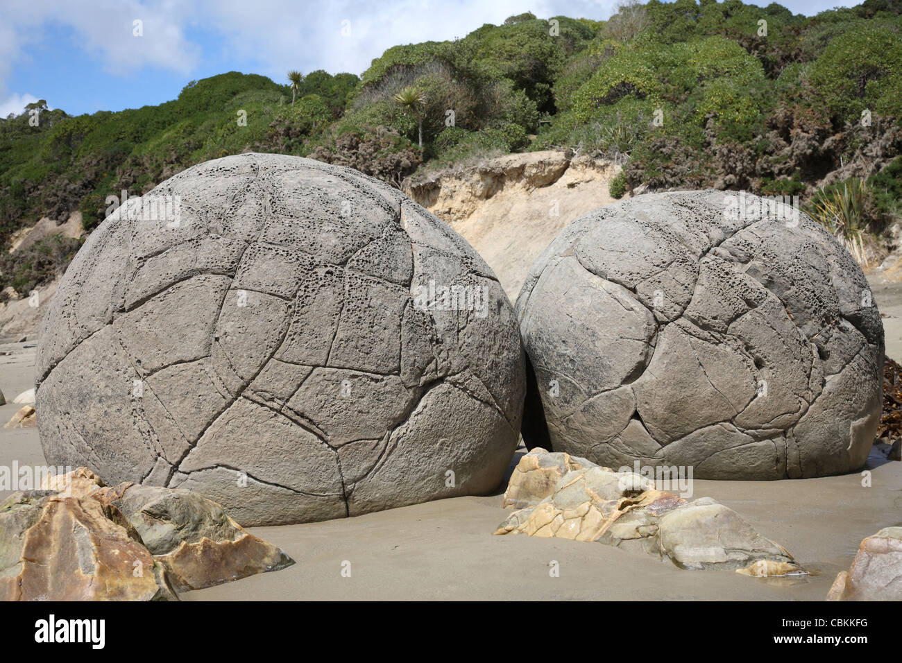 Moeraki Boulders, Koekohe Beach, New Zealand. Stock Photo