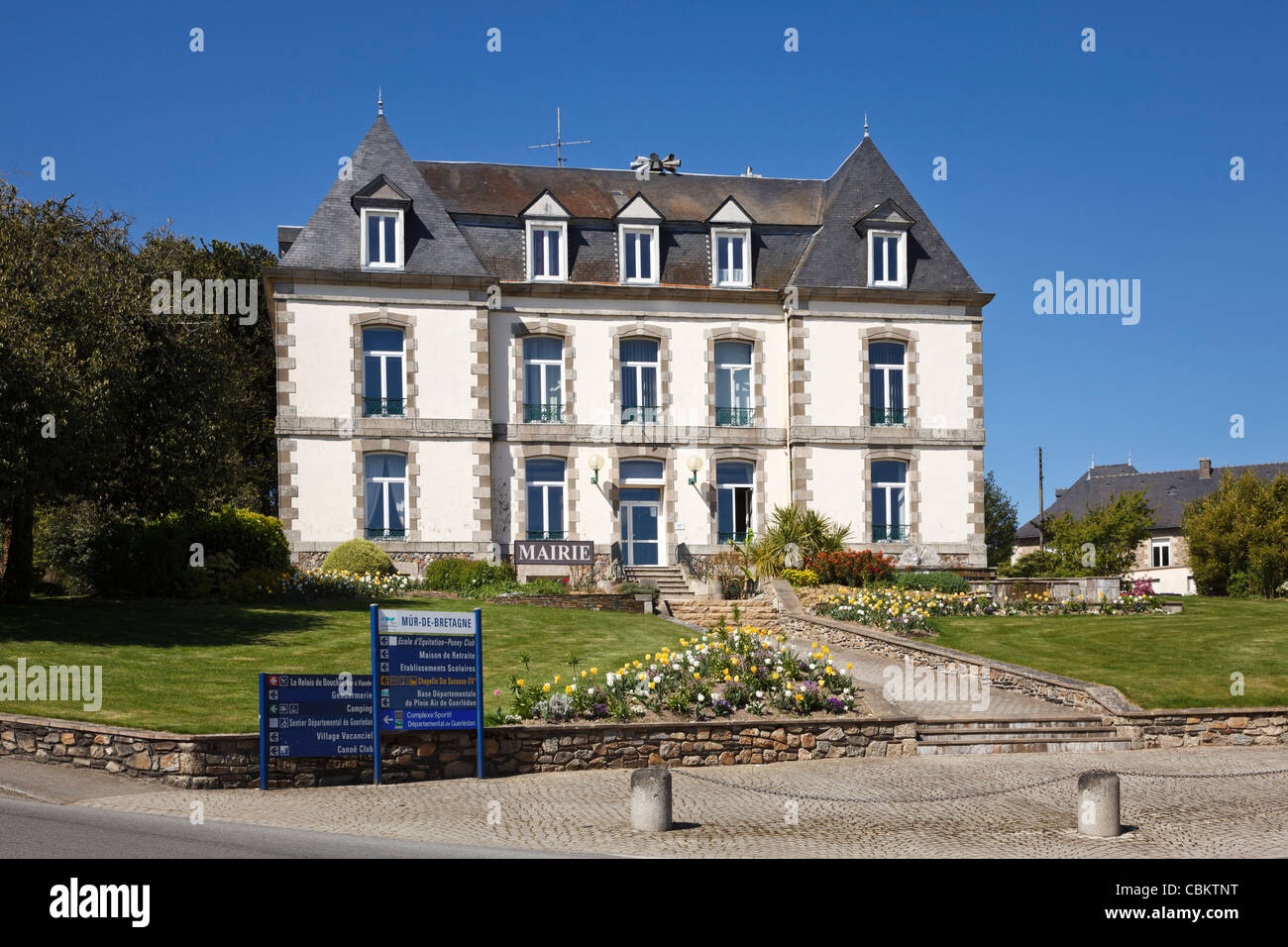 Mairie, town hall, Mur de Bretagne, Brittany, France Stock Photo